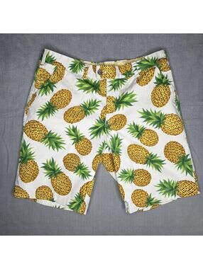 Loudmouth Pineapple Golf Shorts Men's Size 36 Yellow Chino Pina Colada